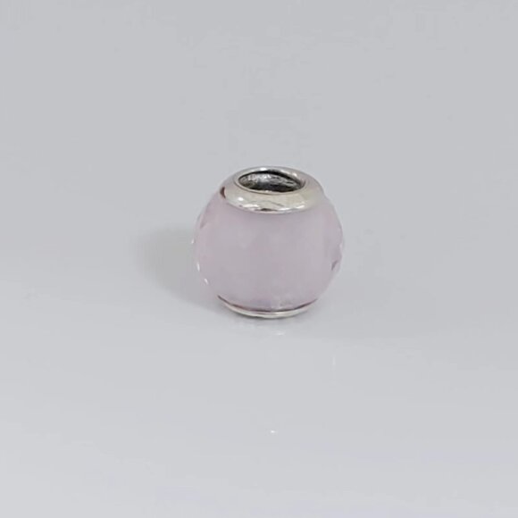 Pandora ESSENCE Friendship Charm Pink Crystal Petite Facets Murano Glass Bead - Picture 1 of 4
